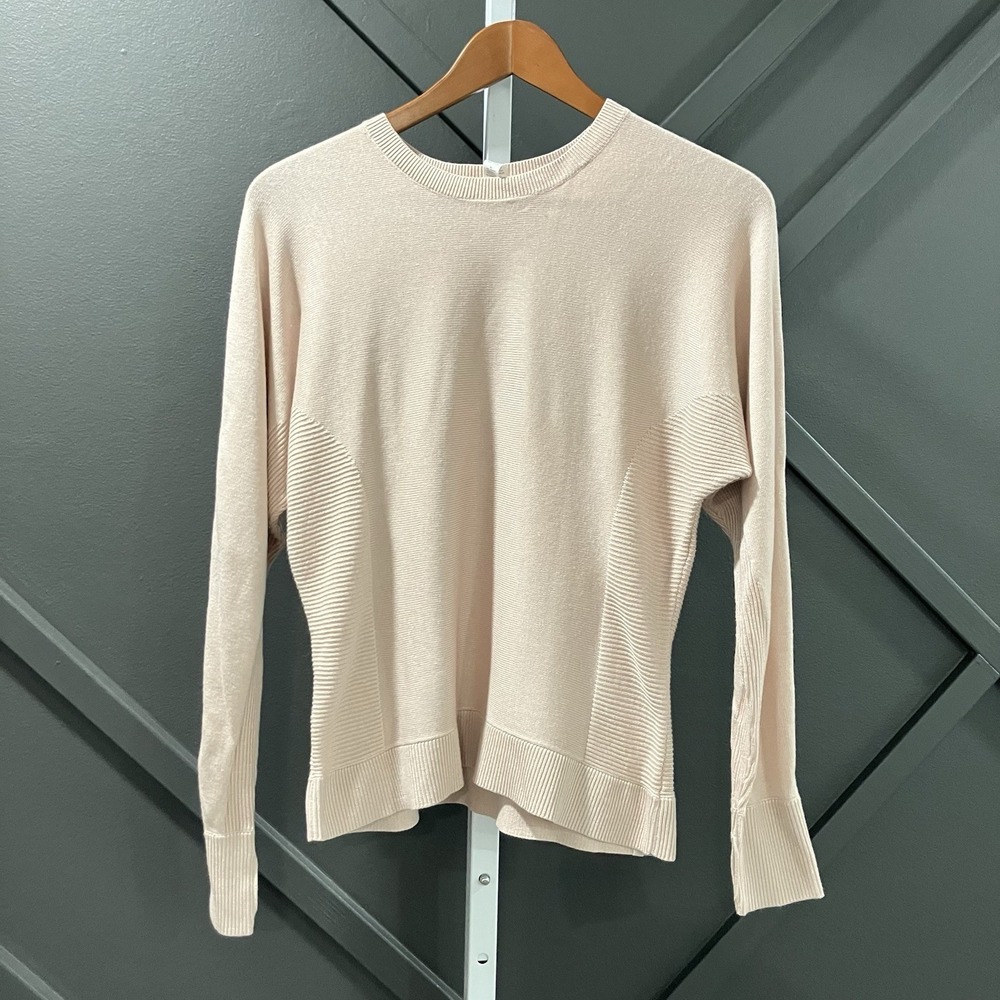 Lululemon Women's Size 6 Cashmere Blend Crew Neck Knit Sweater Pink Long Sleeve